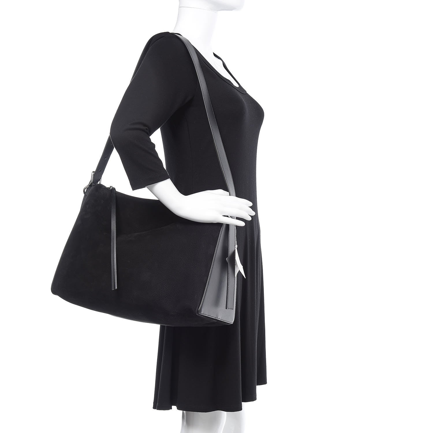 Loewe Nubuck Calfskin Berlingo Shoulder Bag Black 2 of 10