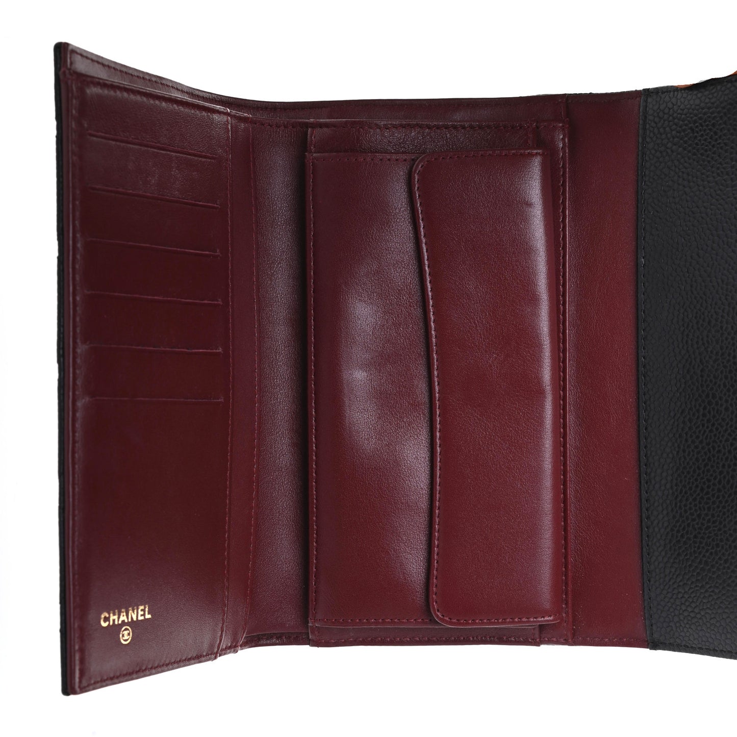 Caviar Quilted Large Flap Wallet Black