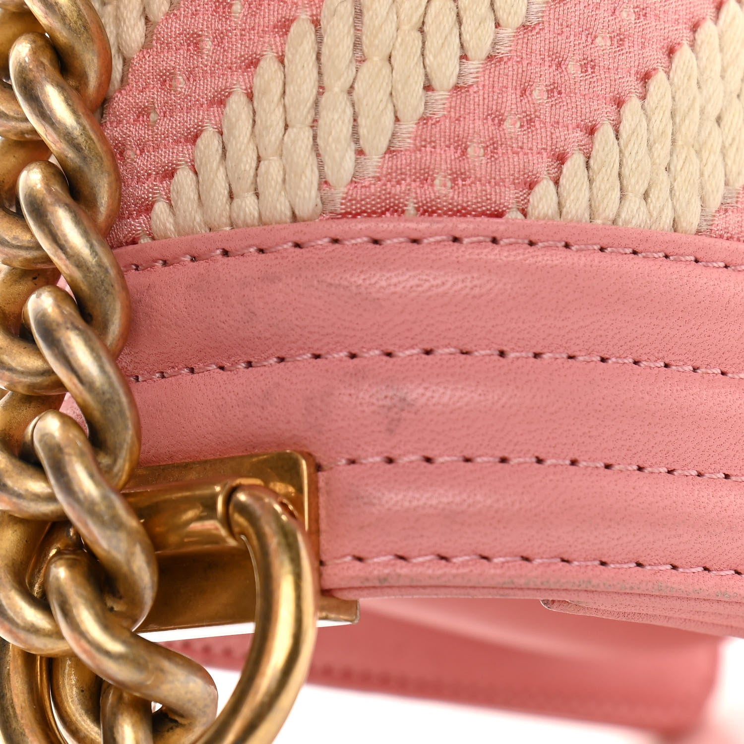 Chanel Fabric Chevron Braided Small Boy Flap Pink Ivory Pink Ivory 11 of 13