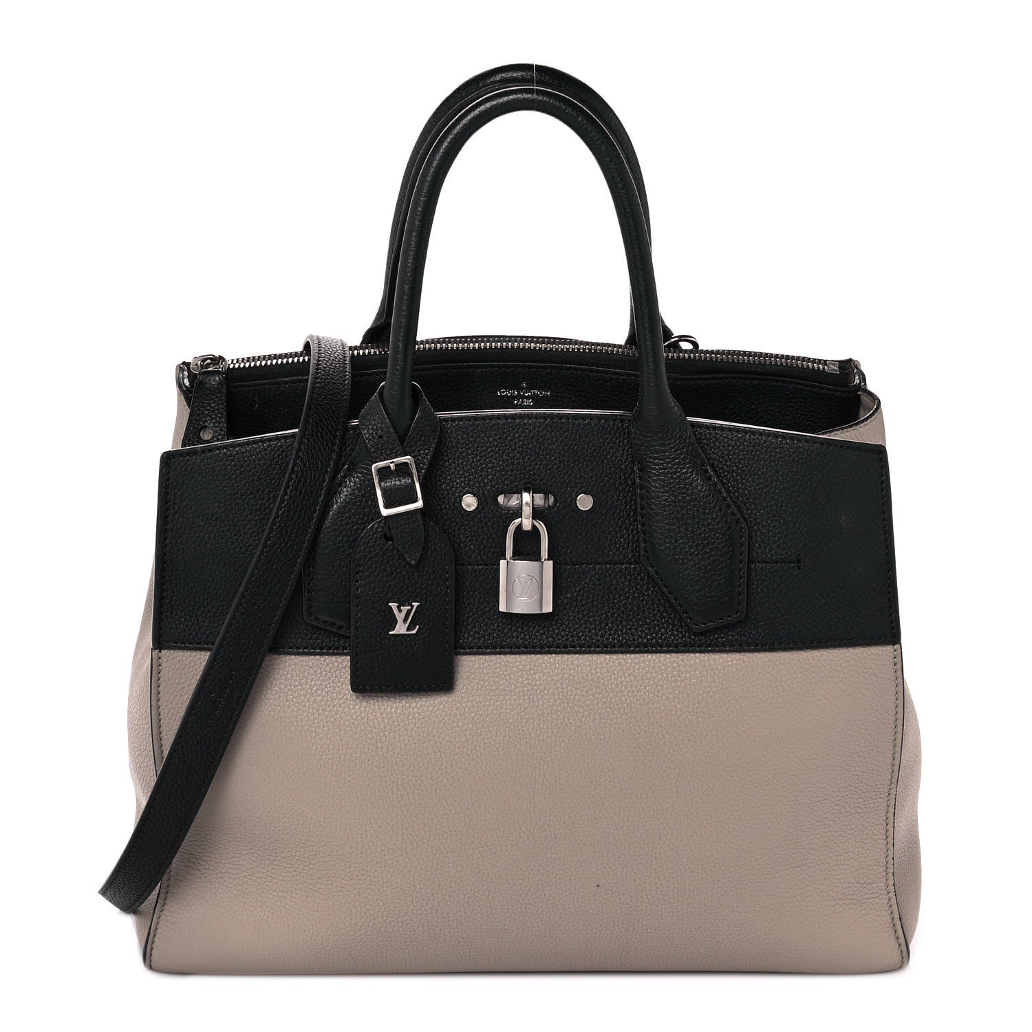 Louis Vuitton Taurillon City Steamer MM Black Beige 1 of 10