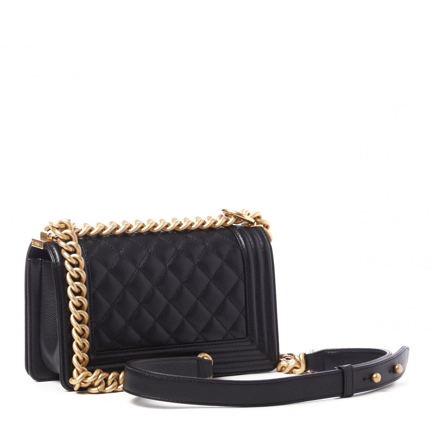 Caviar Quilted Small Boy Flap Black