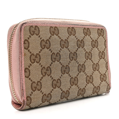 Gucci Monogram Dollar Calfskin Zip Around Compact Wallet Beige Ebony Soft Pink 3 of 9