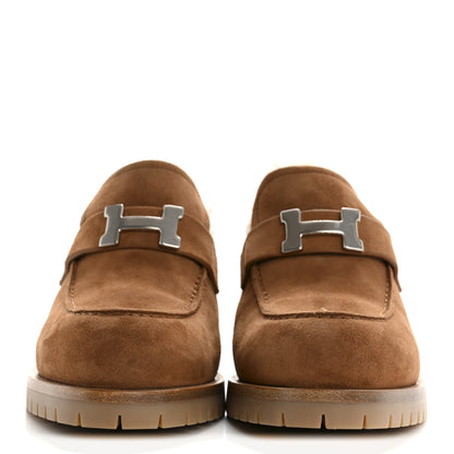 Hermes Suede Goatskin Woolskin Flore 60 Mules 38 Brun Amourette Ecru 3 of 9