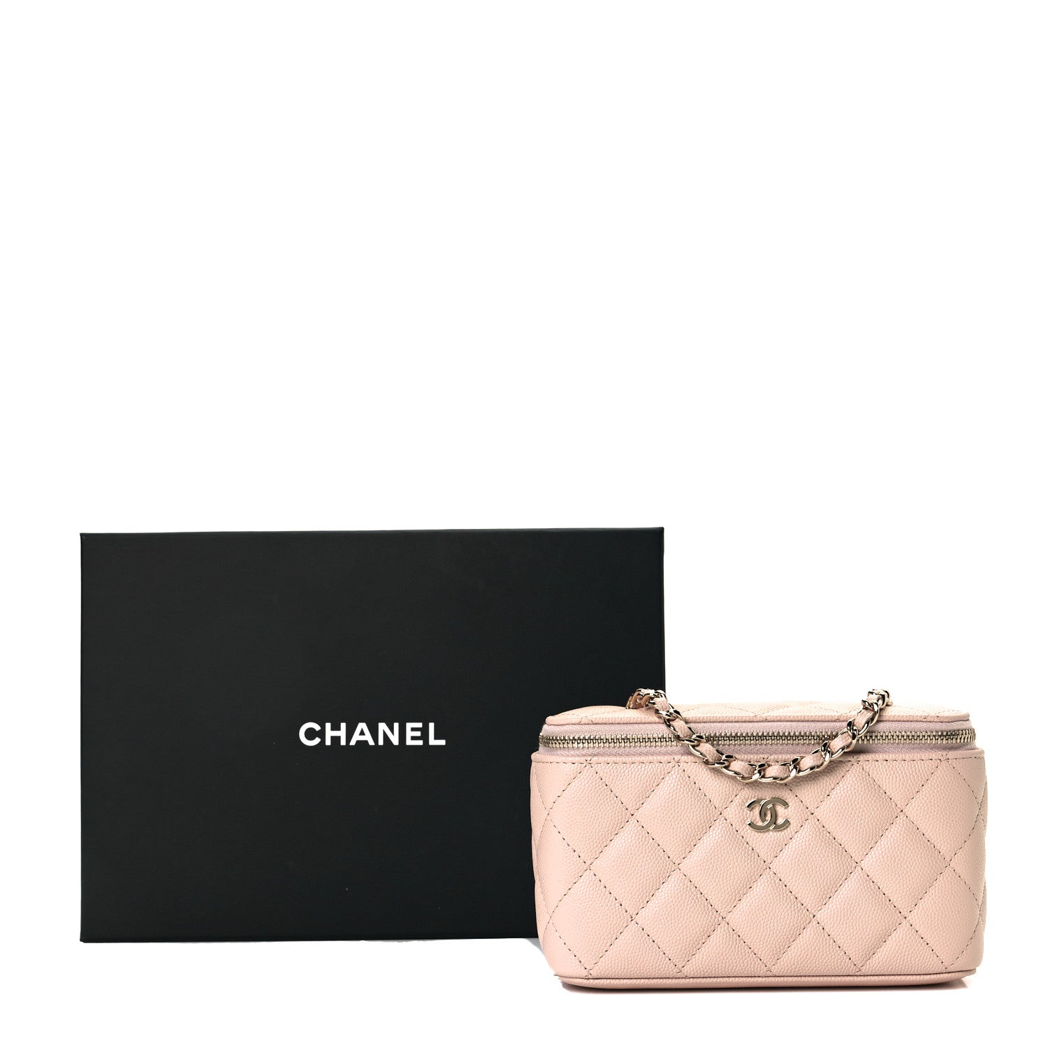 Chanel Caviar Quilted Small Vanity Case With Chain Light Beige 9 of 9