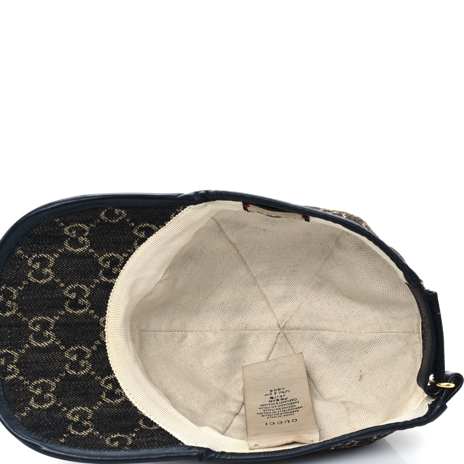 Gucci Denim Calfskin GG Monogram Oscar Baseball Hat M Black Ivory 7 of 11