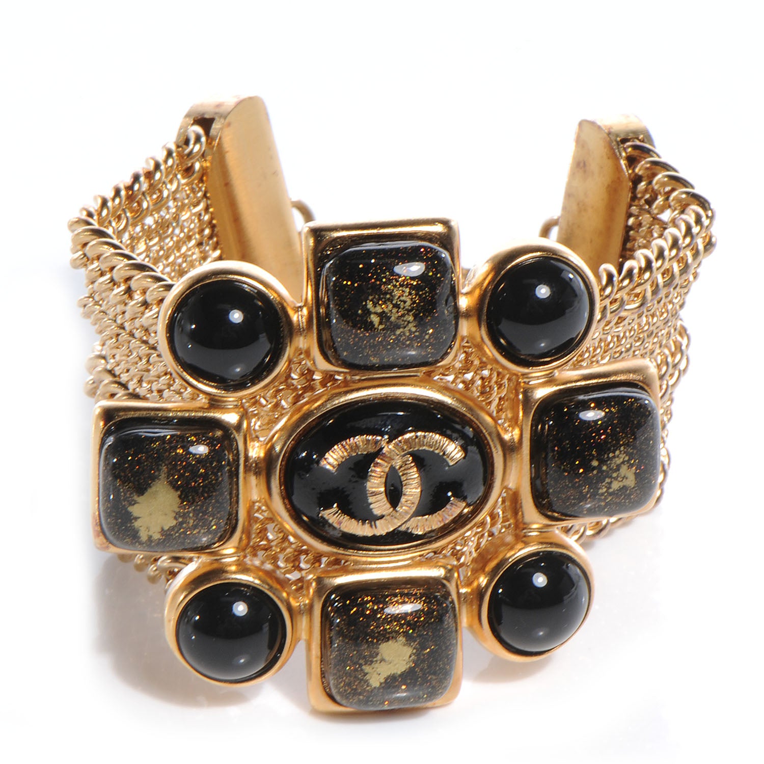 Chanel Beaded Gripoix Bracelet Black and Gold 1 of 5