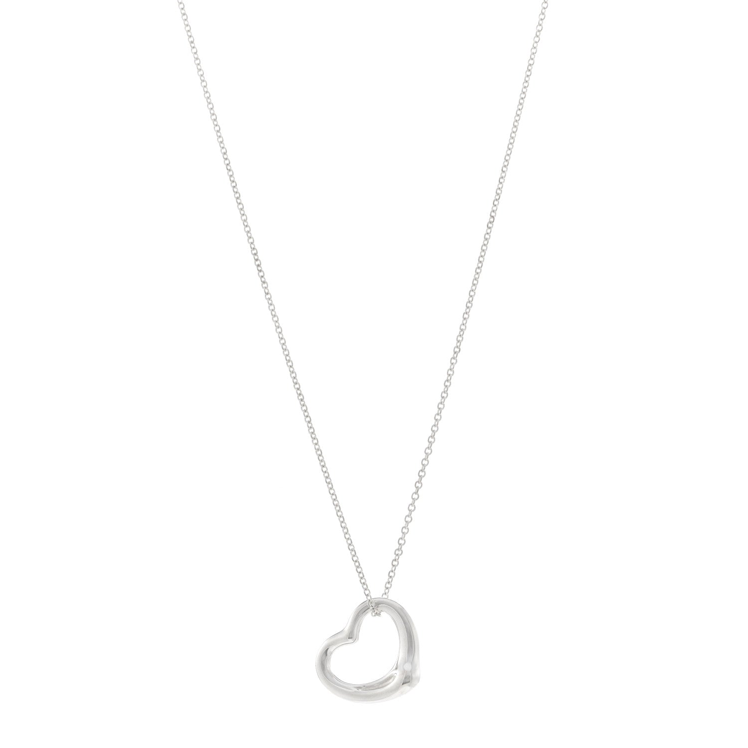 Tiffany Sterling Silver 22mm Elsa Peretti Open Heart Pendant Necklace 1 of 5
