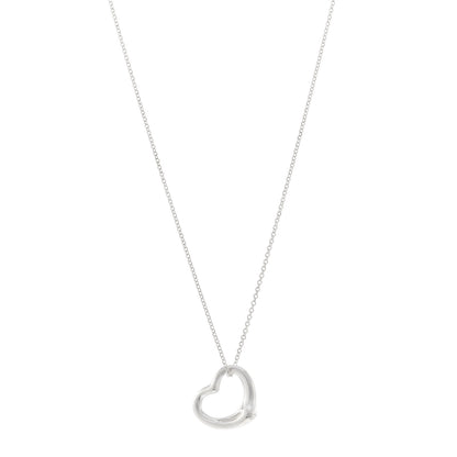 Tiffany Sterling Silver 22mm Elsa Peretti Open Heart Pendant Necklace 1 of 5
