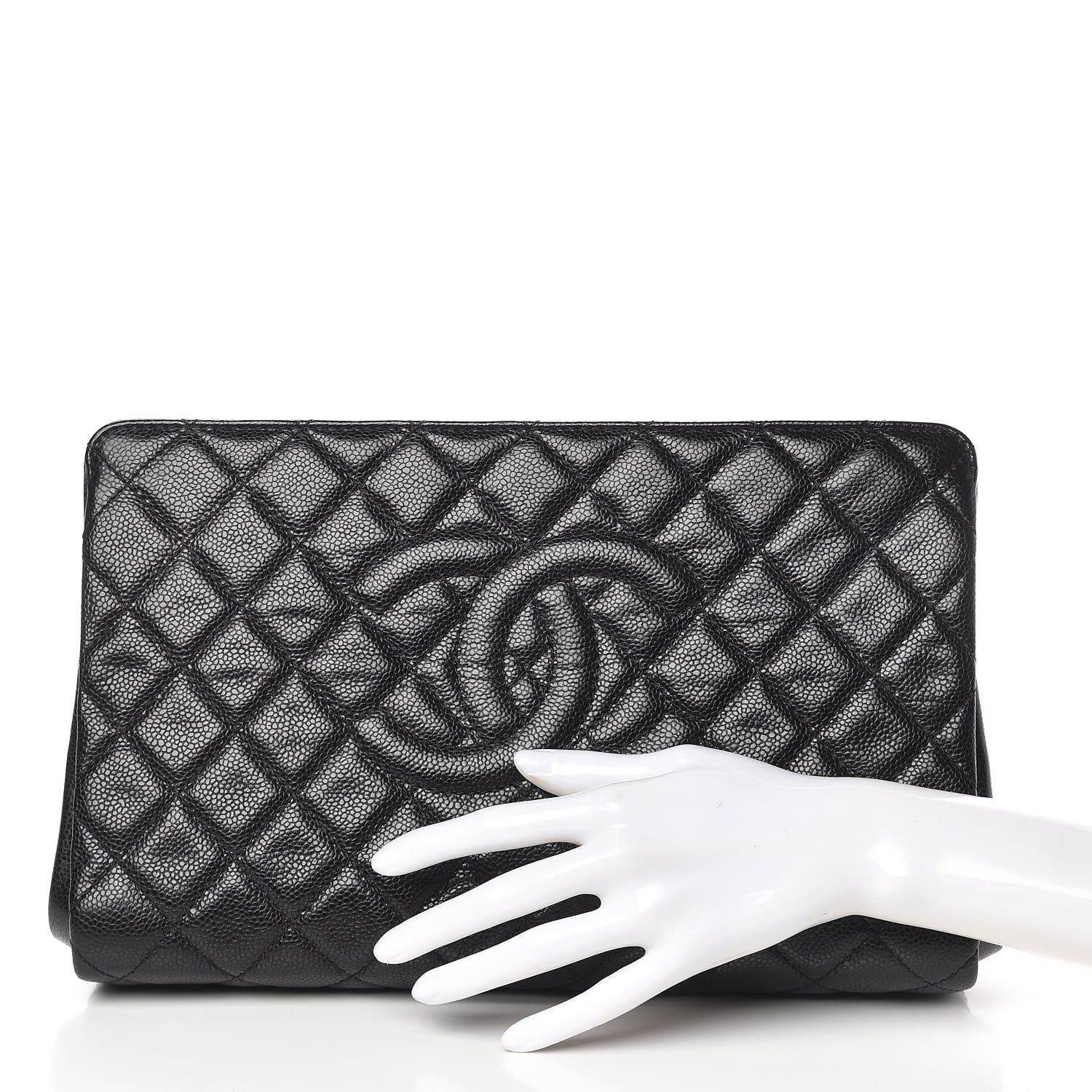 Chanel Caviar Quilted CC Large Clutch Black 2 of 9