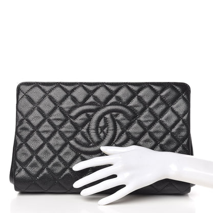 Chanel Caviar Quilted CC Large Clutch Black 2 of 9