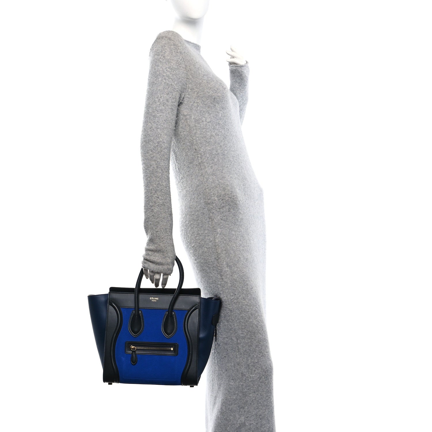Celine Nubuck Smooth Calfskin Micro Tri-Color Luggage Bright Blue 2 of 11