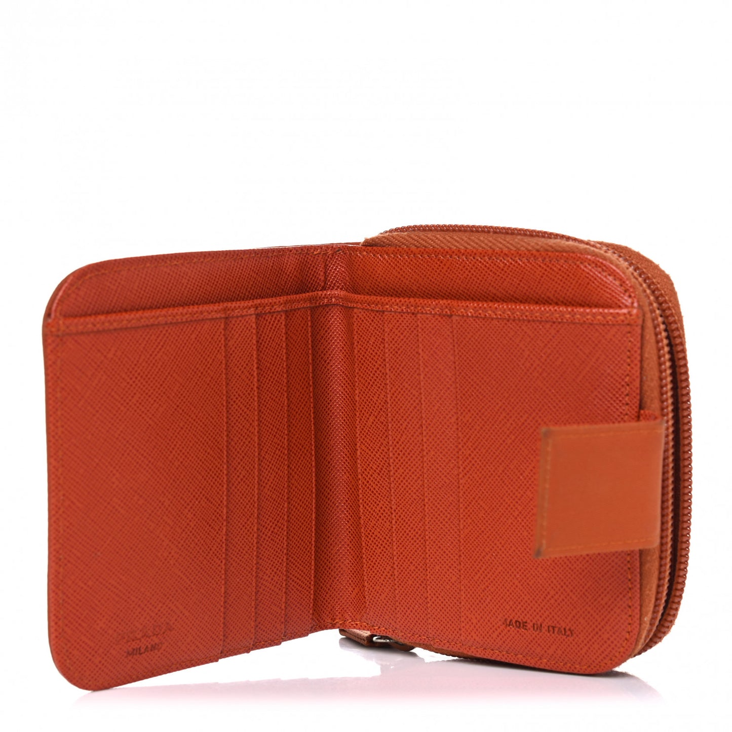 Tessuto Nylon Compact Zip Around Wallet Arancio