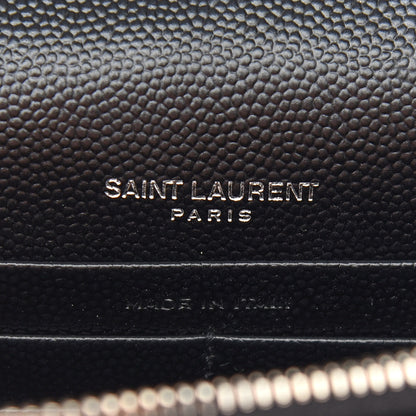 Saint Laurent Grain De Poudre Matelasse Chevron Monogram Envelope Chain Wallet Black 6 of 9