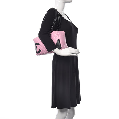 Chanel Calfskin Quilted Large Cambon Bowler Pink Black 2 of 21