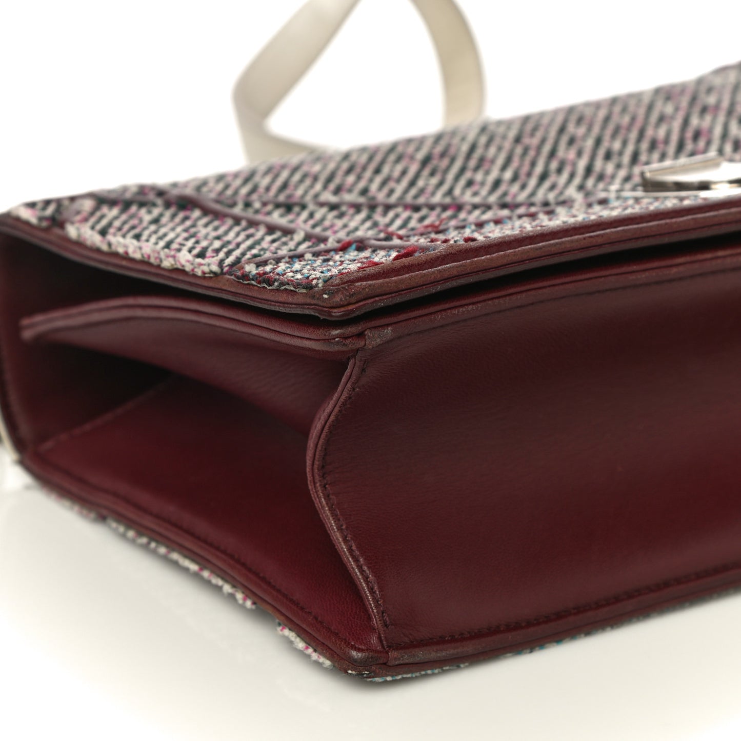Tweed Calfskin Medium Diorama Flap Bag Burgundy Multicolor