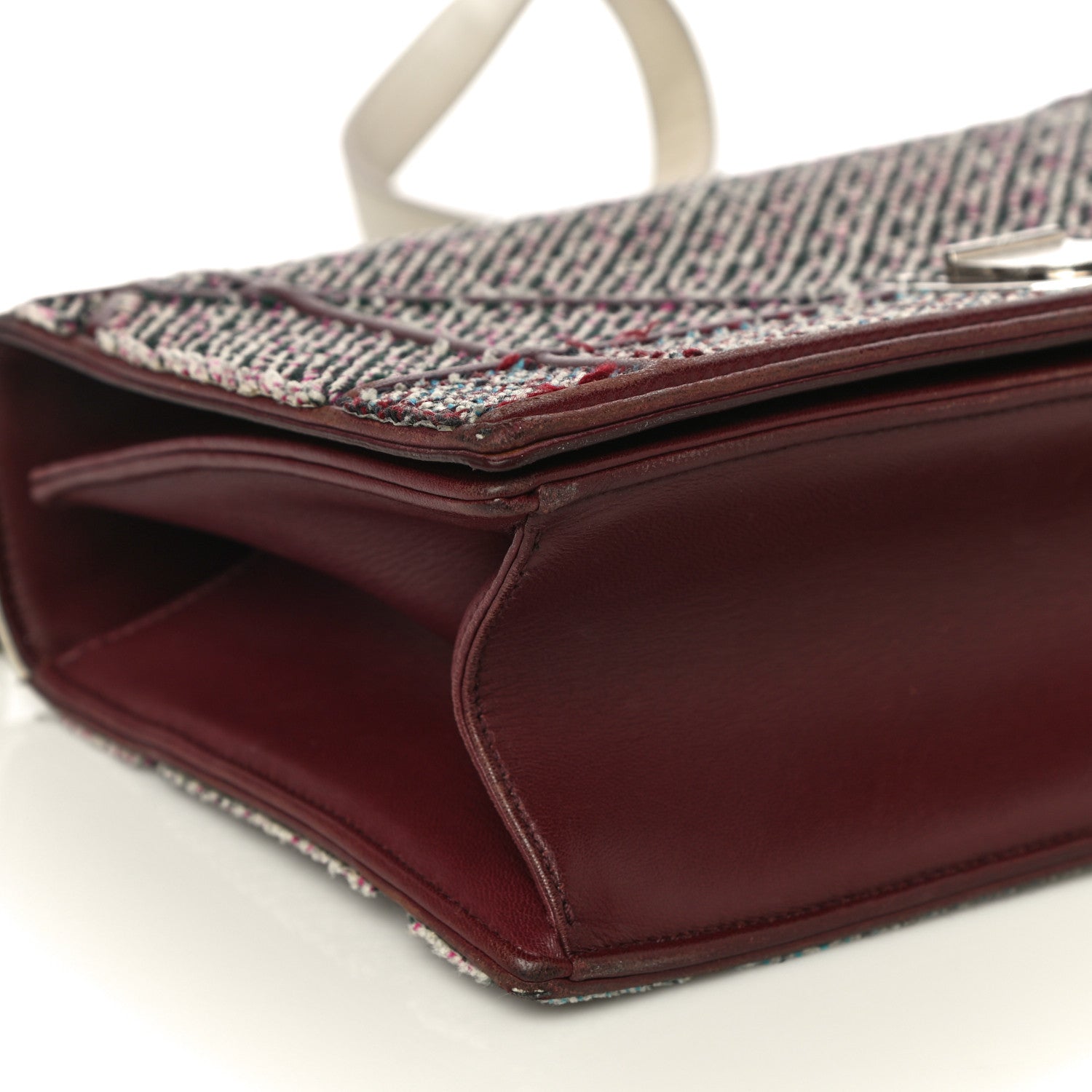 Christian Dior Tweed Calfskin Medium Diorama Flap Bag Burgundy Multicolor 8 of 32