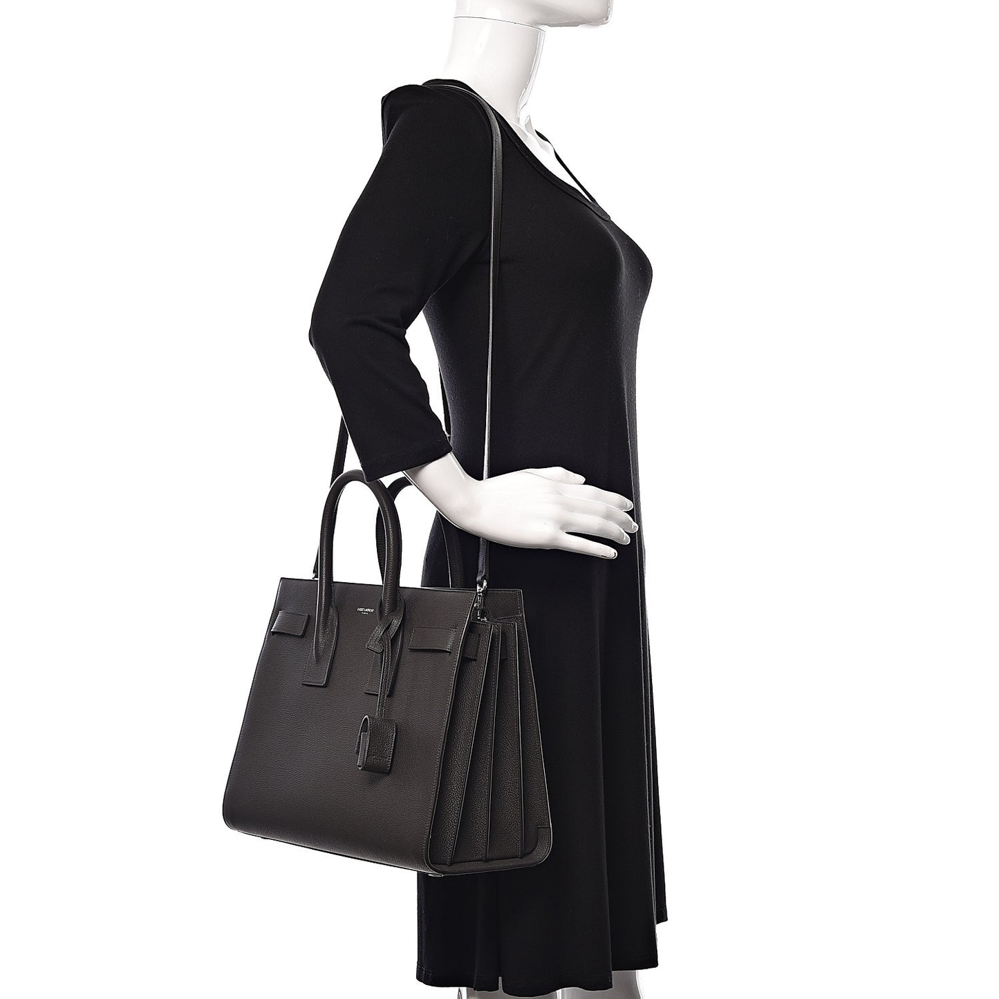 Grained Calfskin Small Sac De Jour Coal