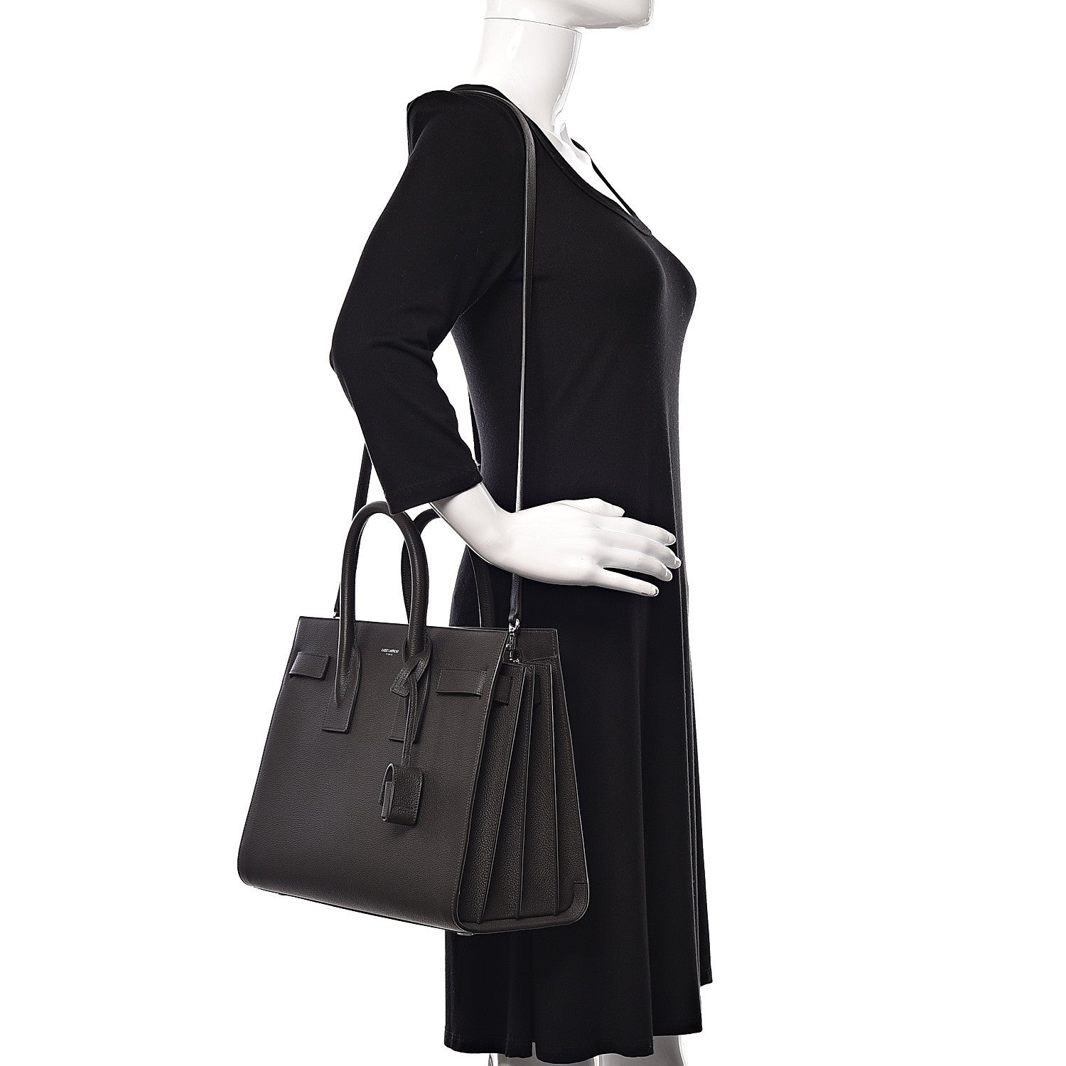 Saint Laurent Grained Calfskin Small Sac De Jour Coal 2 of 9