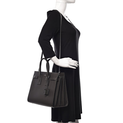 Saint Laurent Grained Calfskin Small Sac De Jour Coal 2 of 9
