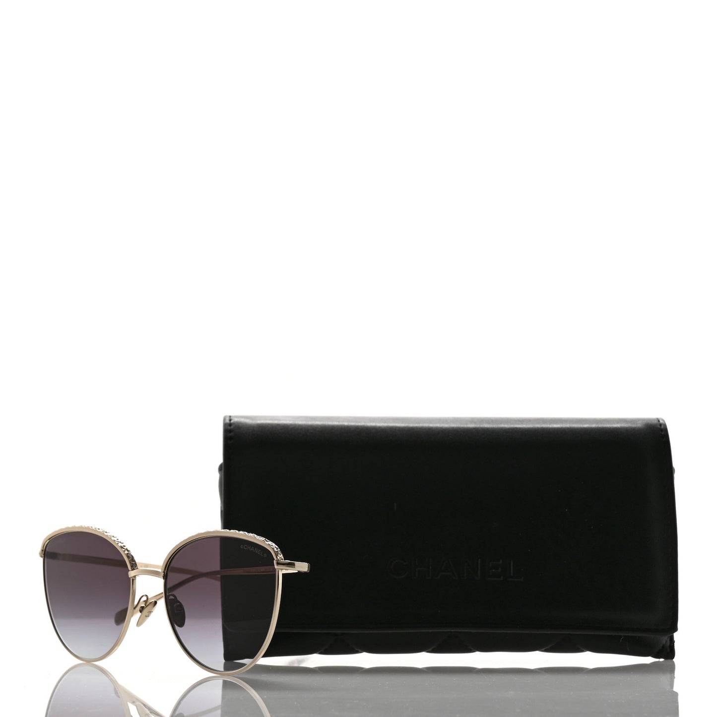 Metal Crystal Sunglasses 4258-B Gold