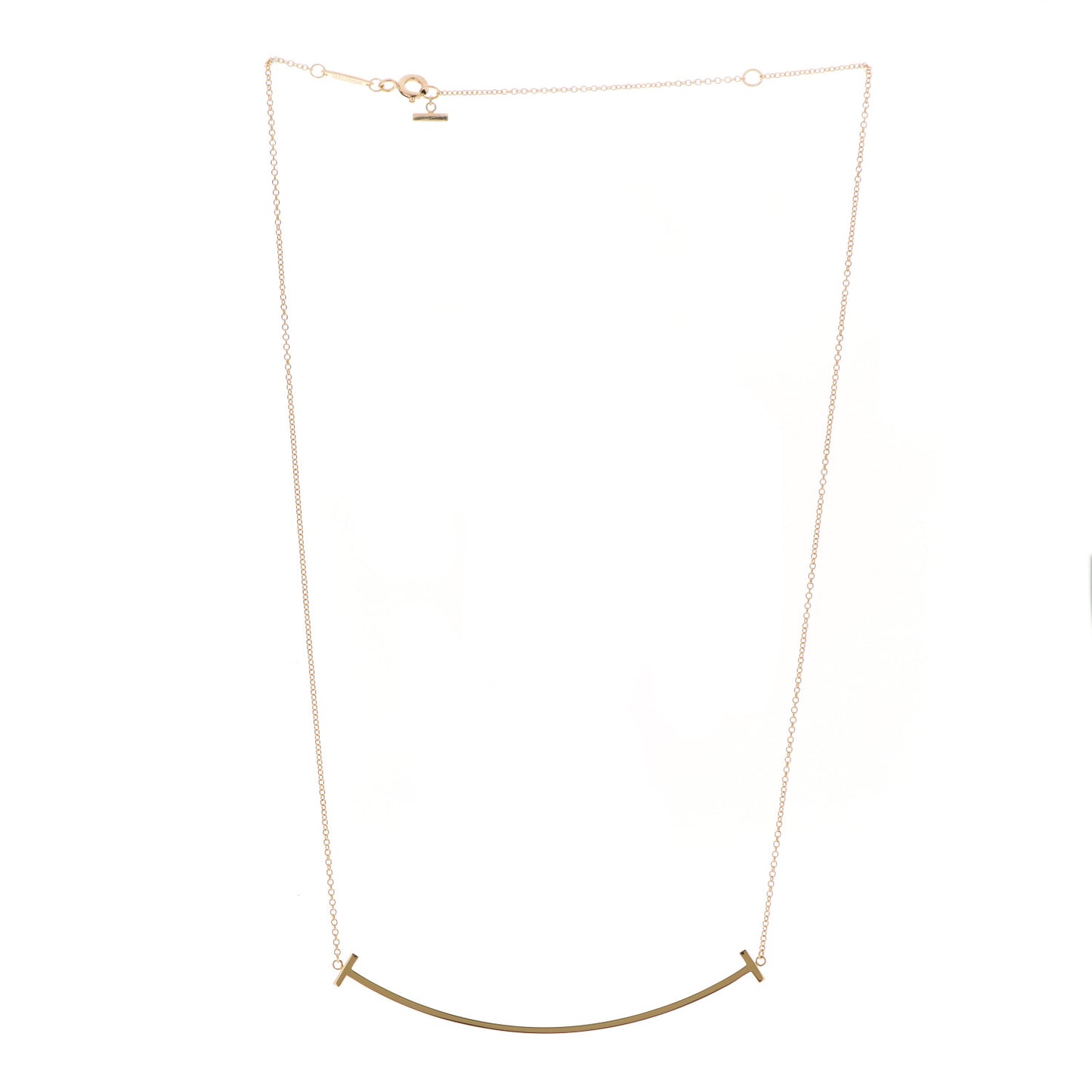 18K Yellow Gold Large T Smile Pendant Necklace