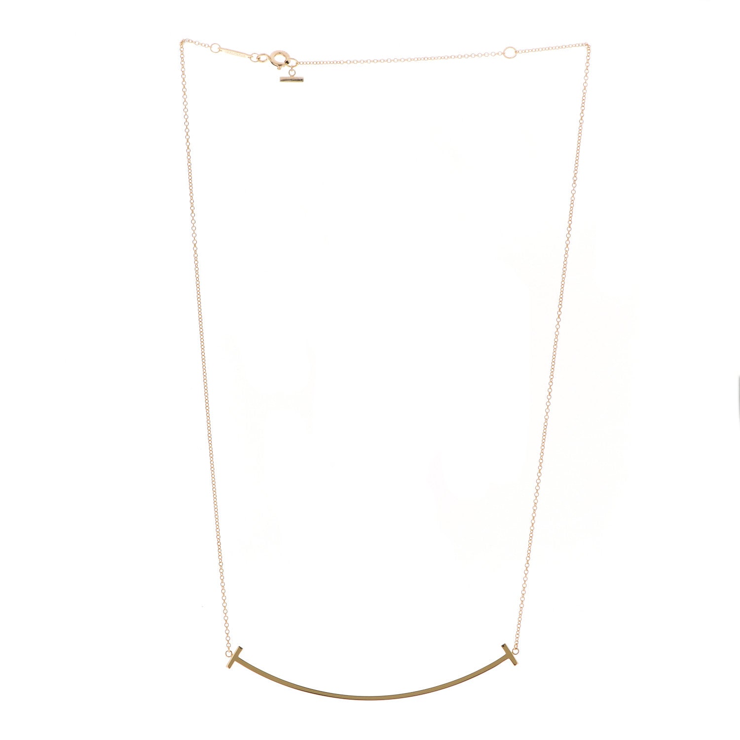 Tiffany 18K Yellow Gold Large T Smile Pendant Necklace 3 of 5