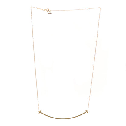 Tiffany 18K Yellow Gold Large T Smile Pendant Necklace 3 of 5