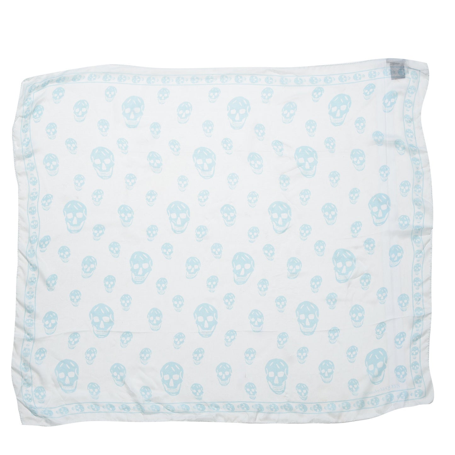Silk Chiffon Skull Scarf Blue
