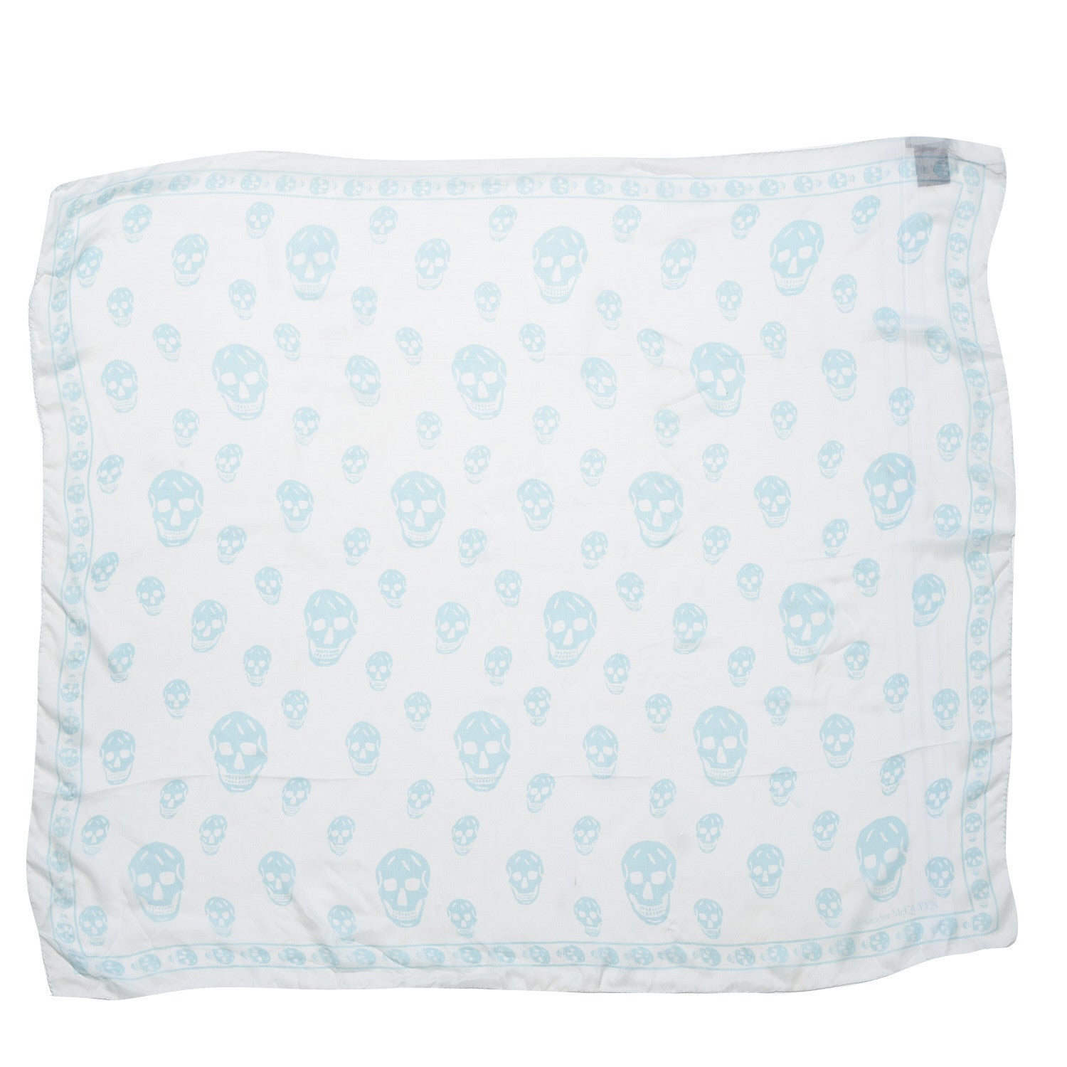 Alexander McQueen Silk Chiffon Skull Scarf Blue 1 of 5