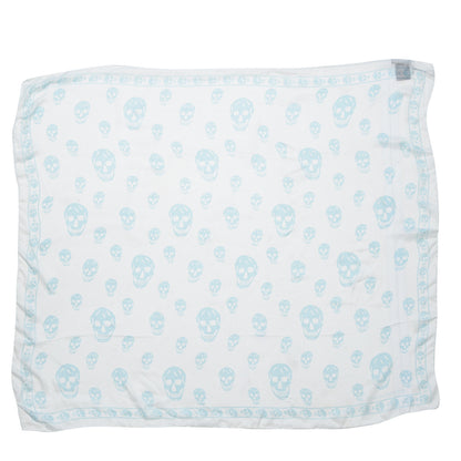 Alexander McQueen Silk Chiffon Skull Scarf Blue 1 of 5
