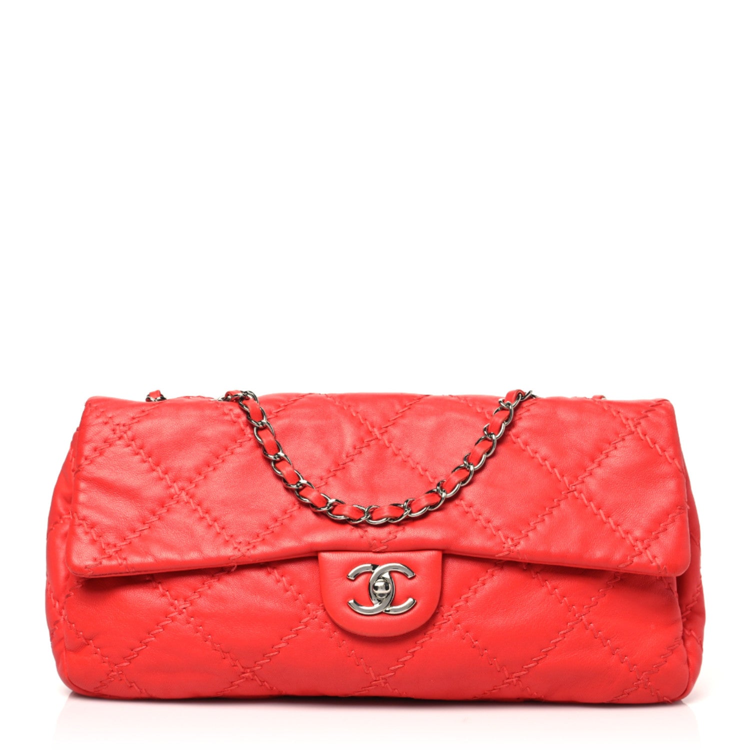 Chanel Calfskin Double Stitched Flap Red 1 of 9