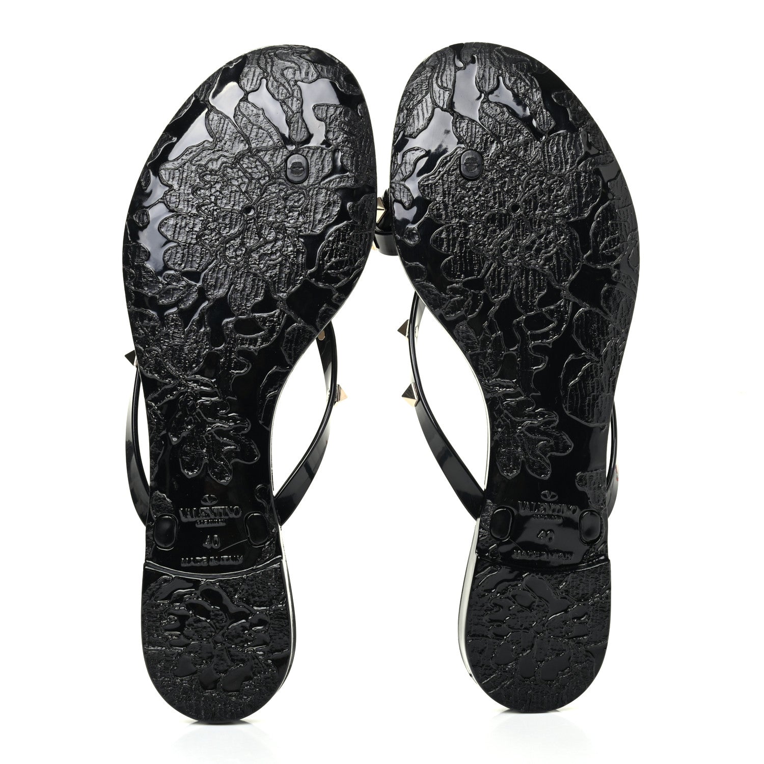 Valentino Garavani PVC Jelly Rockstud Bow Thong Sandals 40 Black 5 of 12