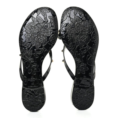 Valentino Garavani PVC Jelly Rockstud Bow Thong Sandals 40 Black 5 of 12