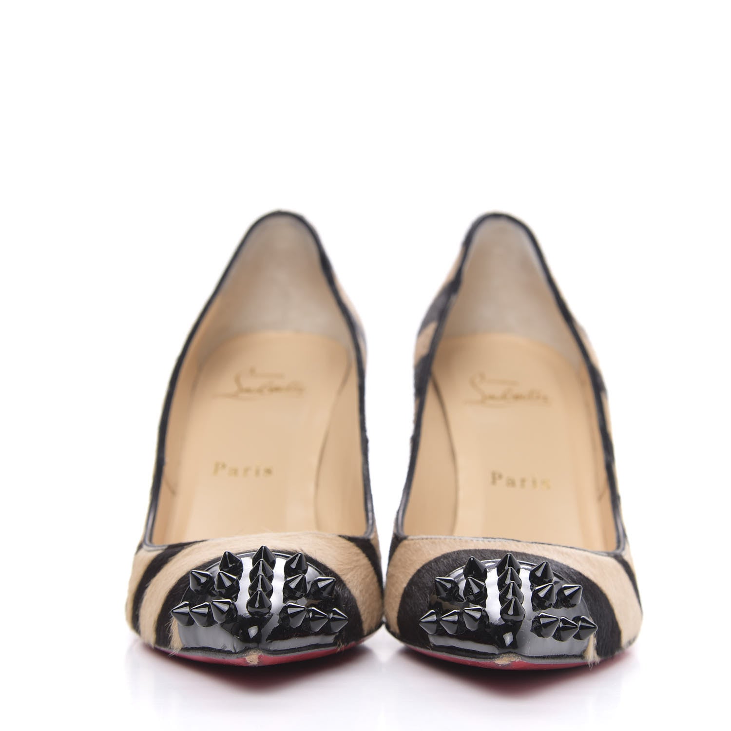 Christian Louboutin Calf Hair Patent Zebra Print Geo 85 Pumps 36.5 Dune Black 2 of 9