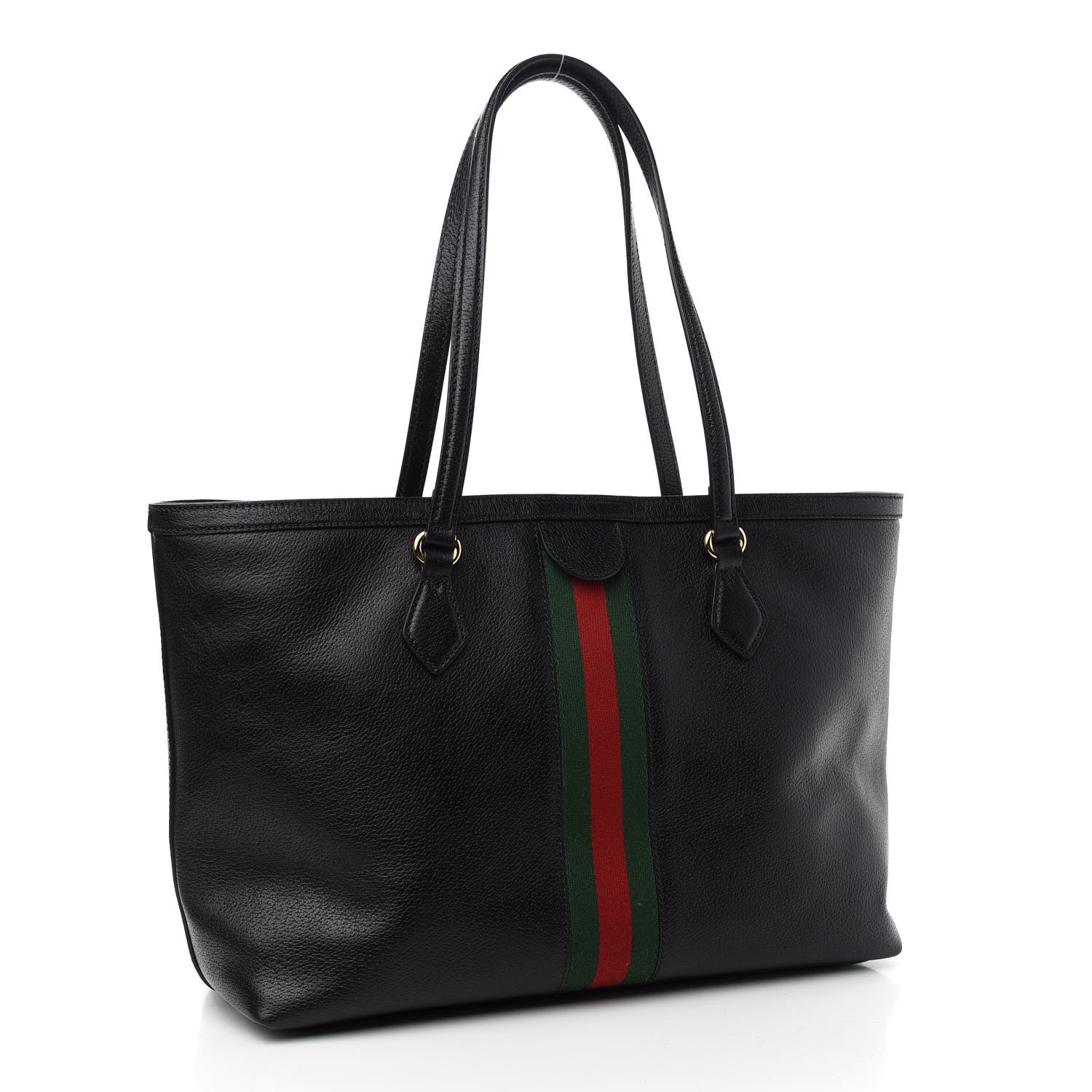 Gucci Textured Calfskin Web Medium Ophidia Shopping Tote Black 3 of 10