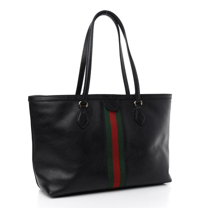 Gucci Textured Calfskin Web Medium Ophidia Shopping Tote Black 3 of 10