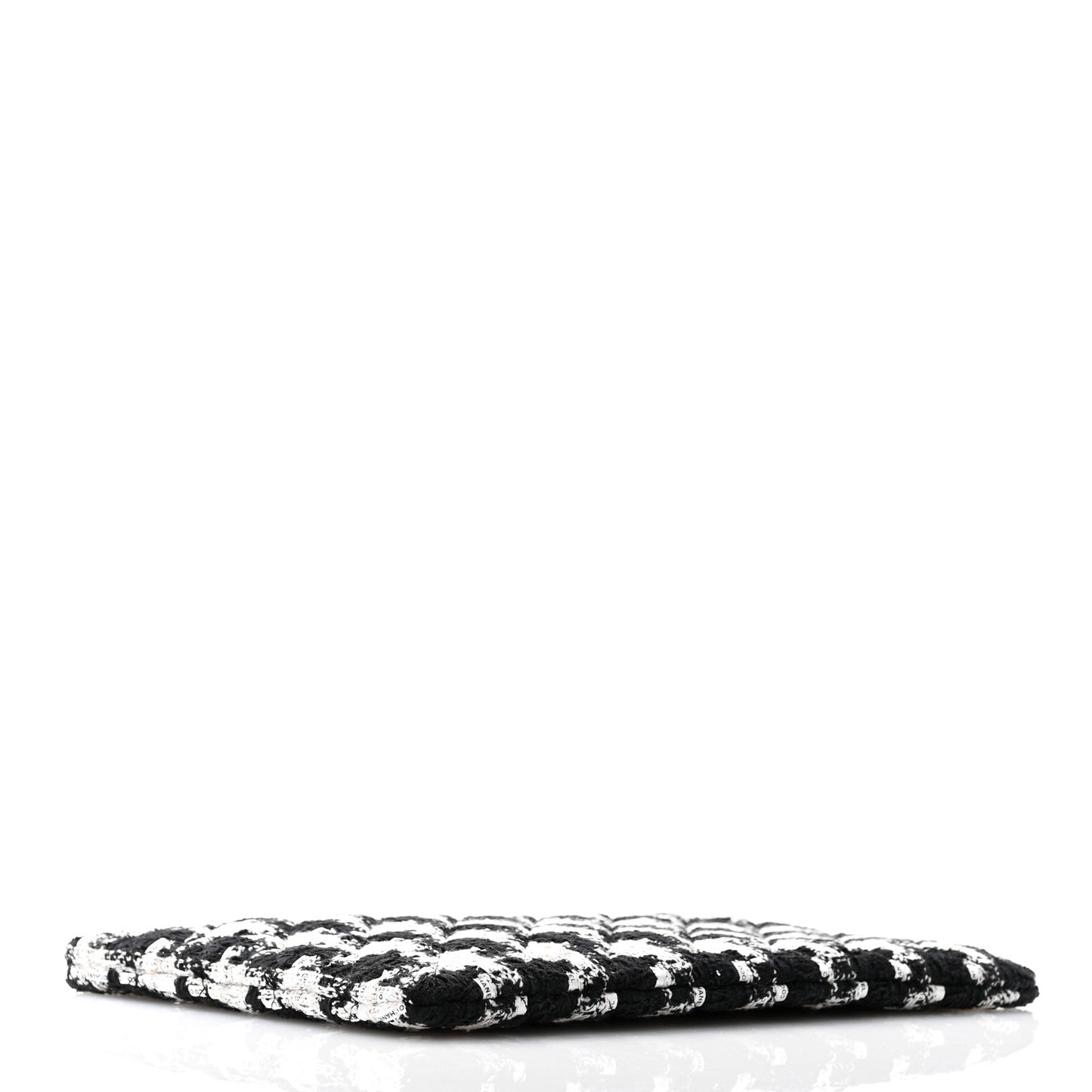 Tweed Quilted Medium Cosmetic Pouch Black Ecru White
