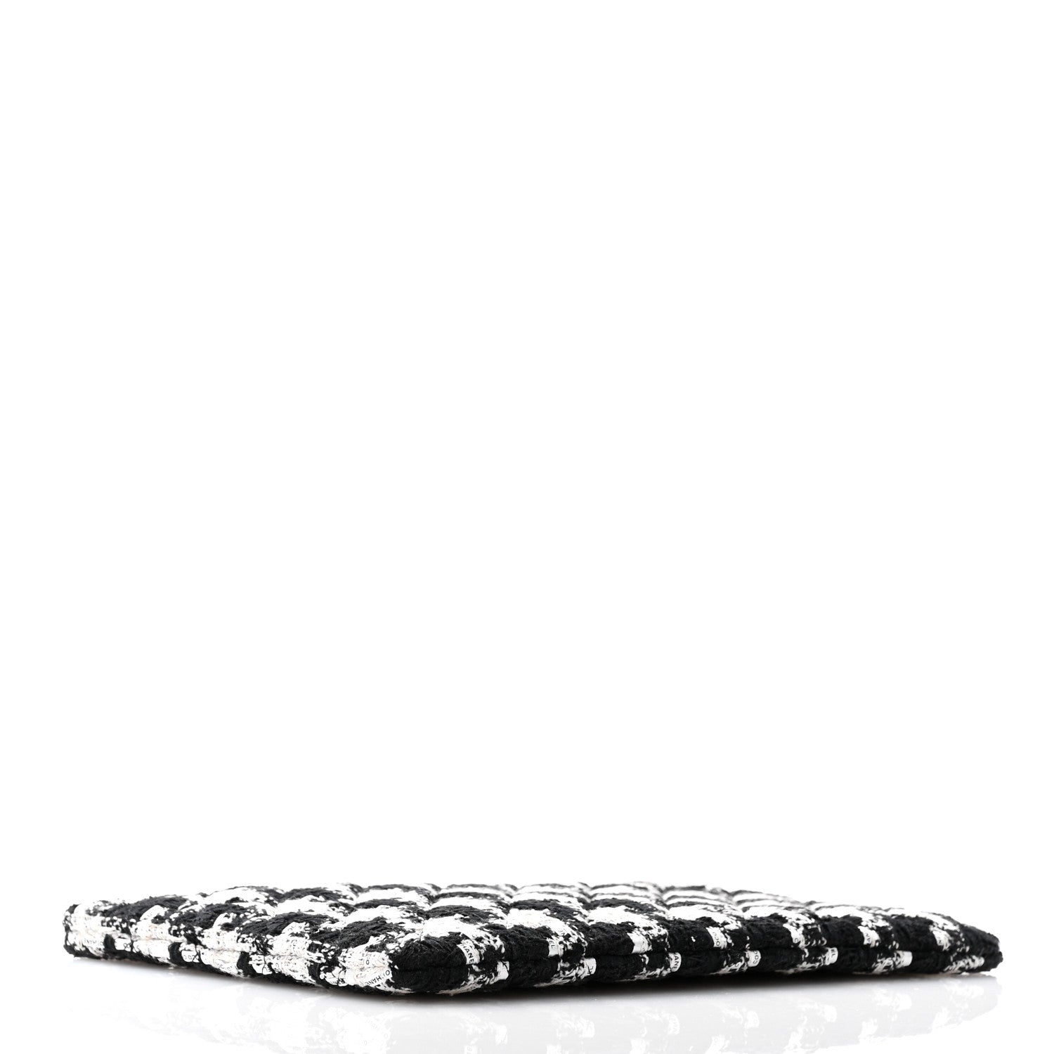 Chanel Tweed Quilted Medium Cosmetic Pouch Black Ecru White 4 of 7
