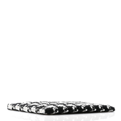 Chanel Tweed Quilted Medium Cosmetic Pouch Black Ecru White 4 of 7