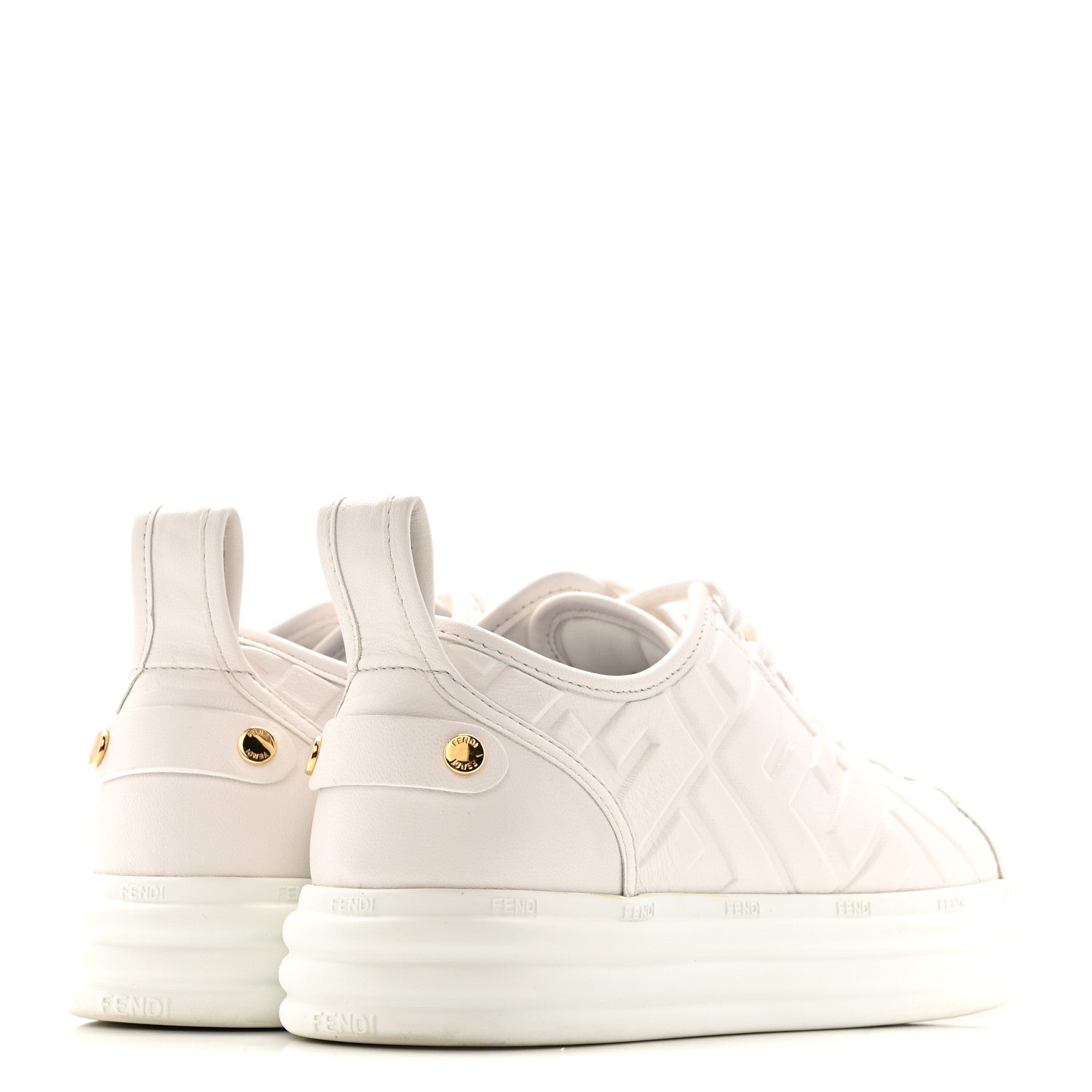 Fendi Lambksin FF Embossed Rise Low Top Sneakers 36.5 Ultra White 9 of 30