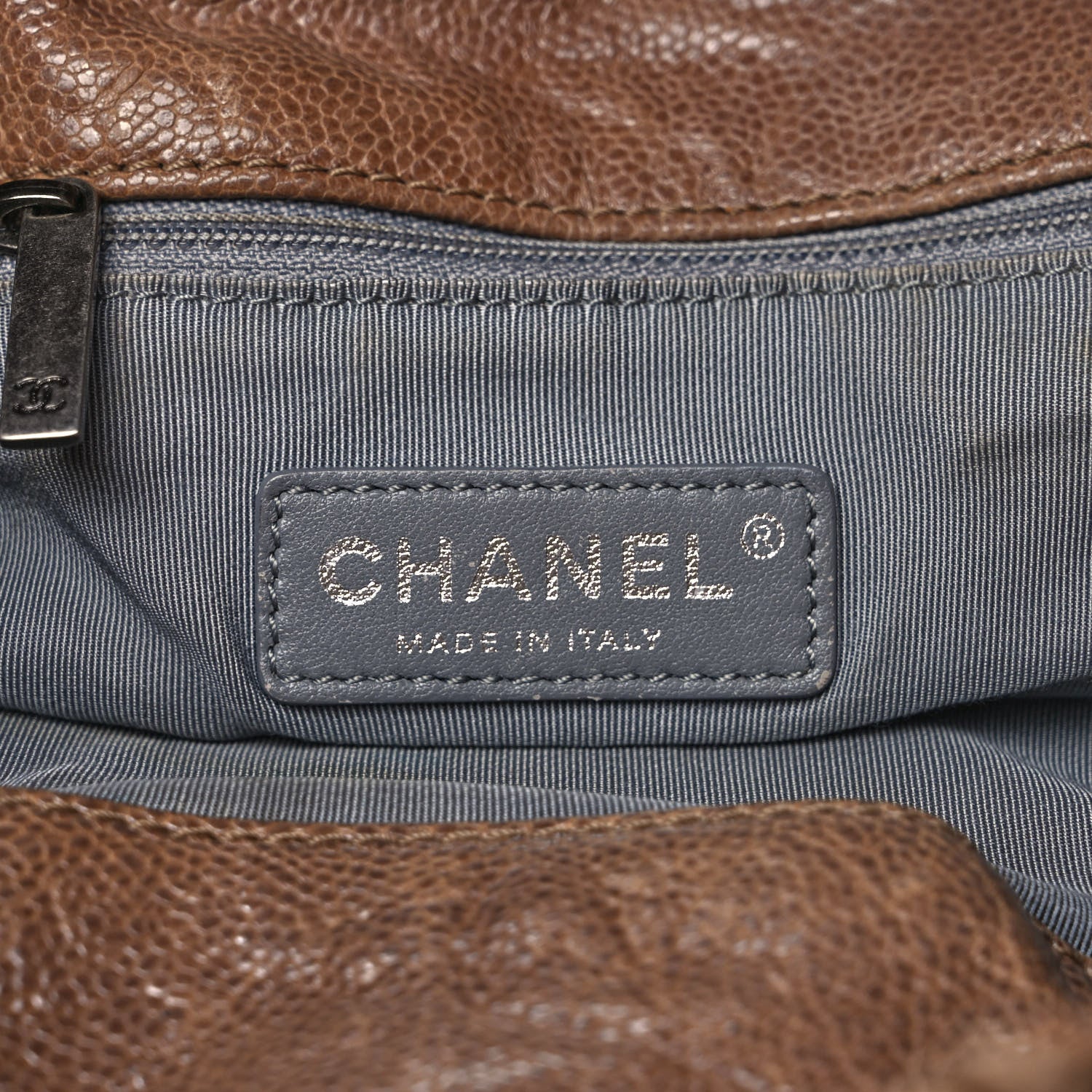 Chanel Distressed Glazed Caviar Quilted Large Elastic Tote Brown 6 of 13