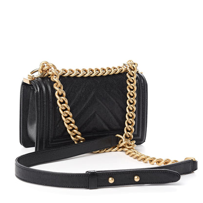 Chanel Caviar Chevron Quilted Small Boy Flap Black 3 of 10