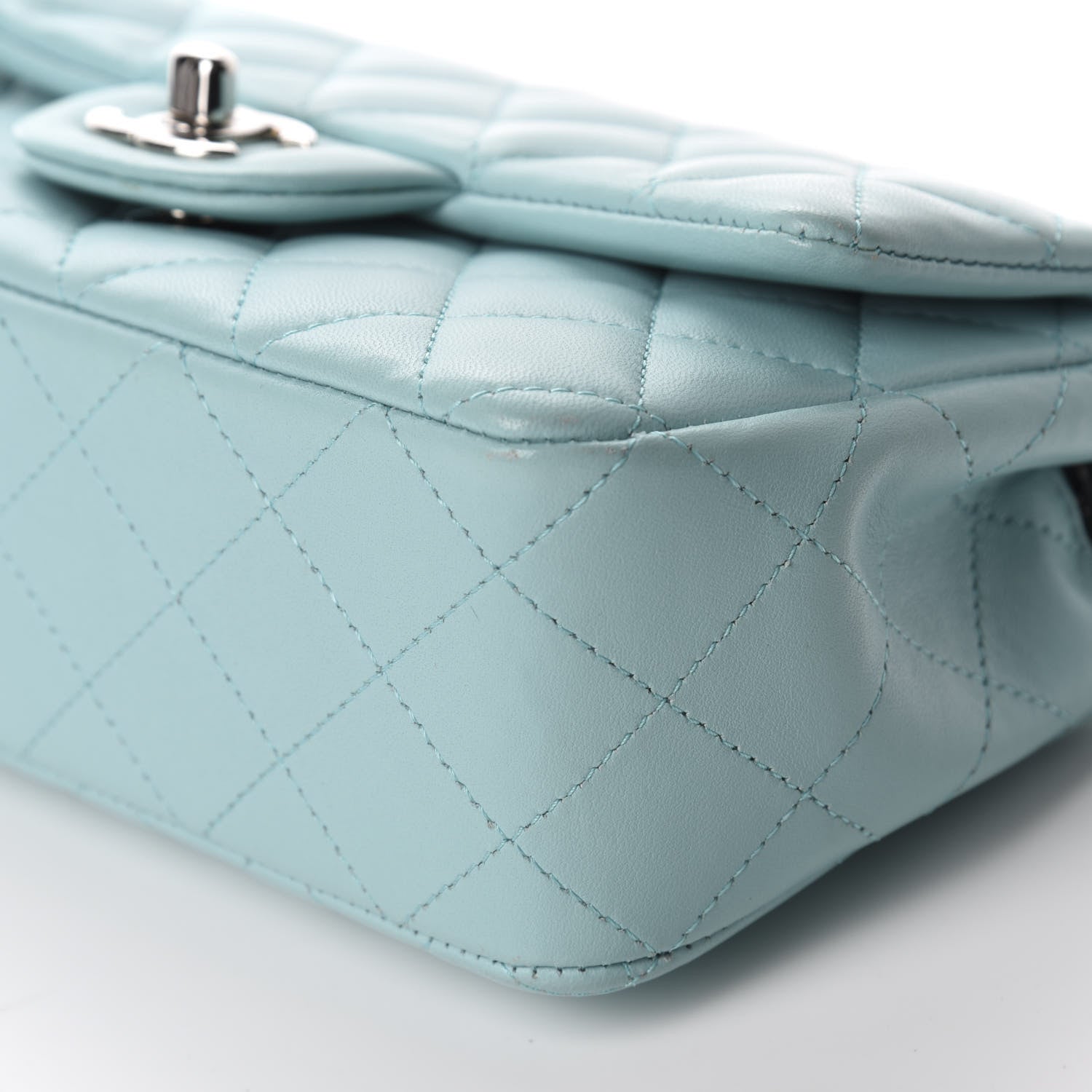 Chanel Lambskin Quilted Mini Rectangular Flap Light Blue 7 of 11