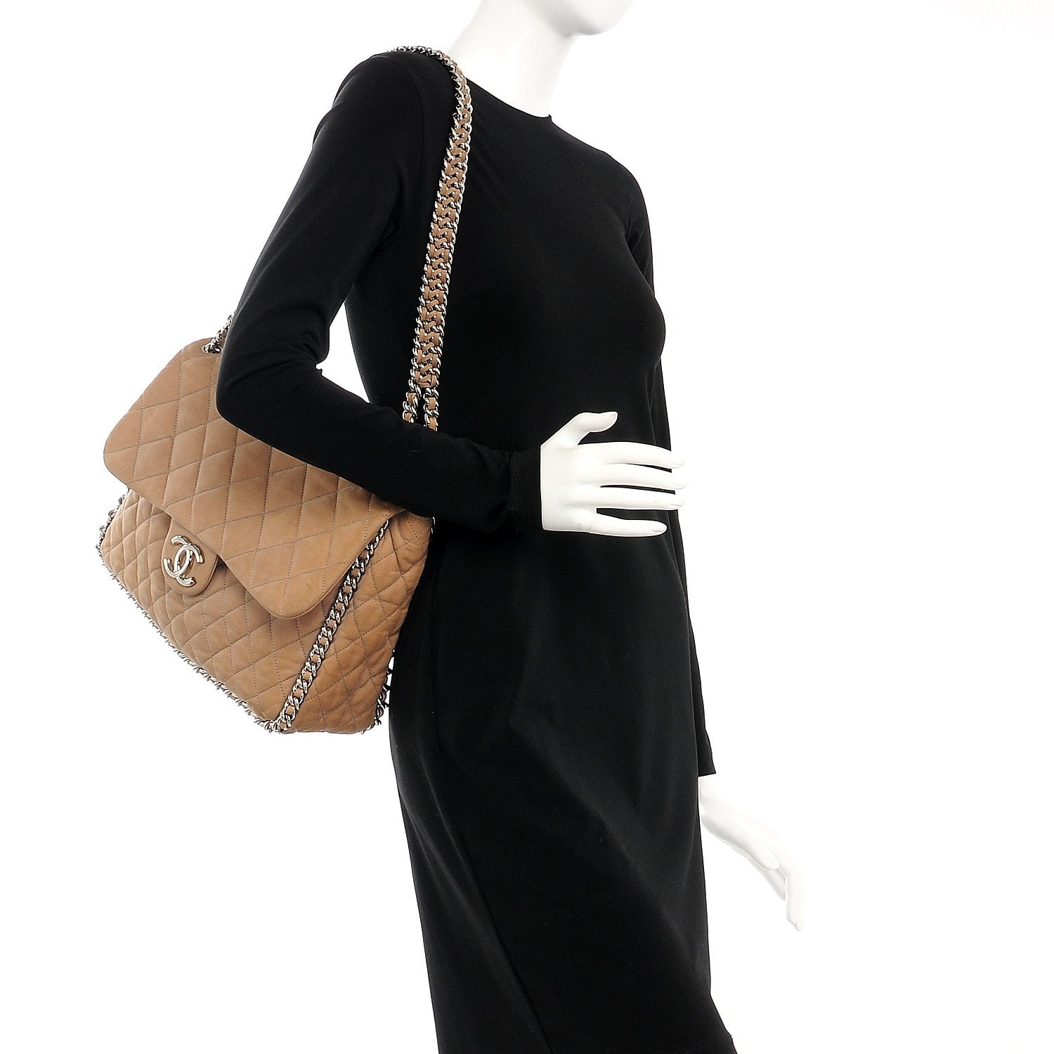 Chanel Nubuck Quilted Chain Around Maxi Flap Grey 2 of 14