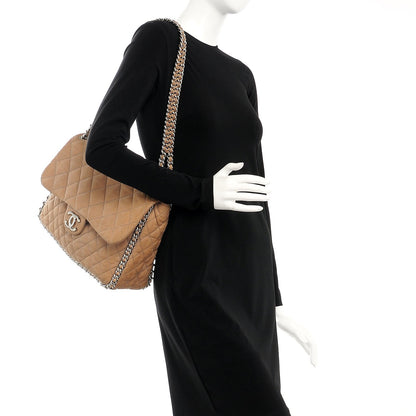Chanel Nubuck Quilted Chain Around Maxi Flap Grey 2 of 14