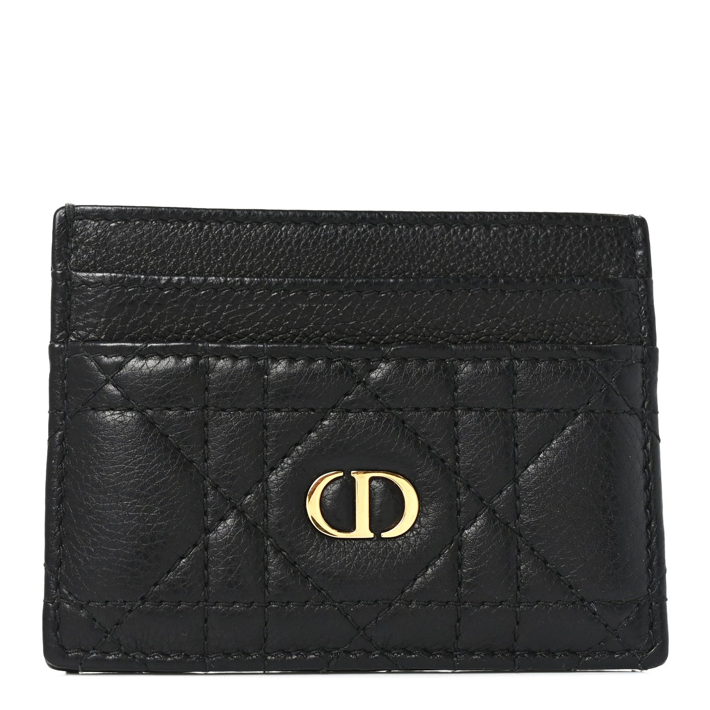Supple Calfskin Cannage Caro Freesia Card Holder Black