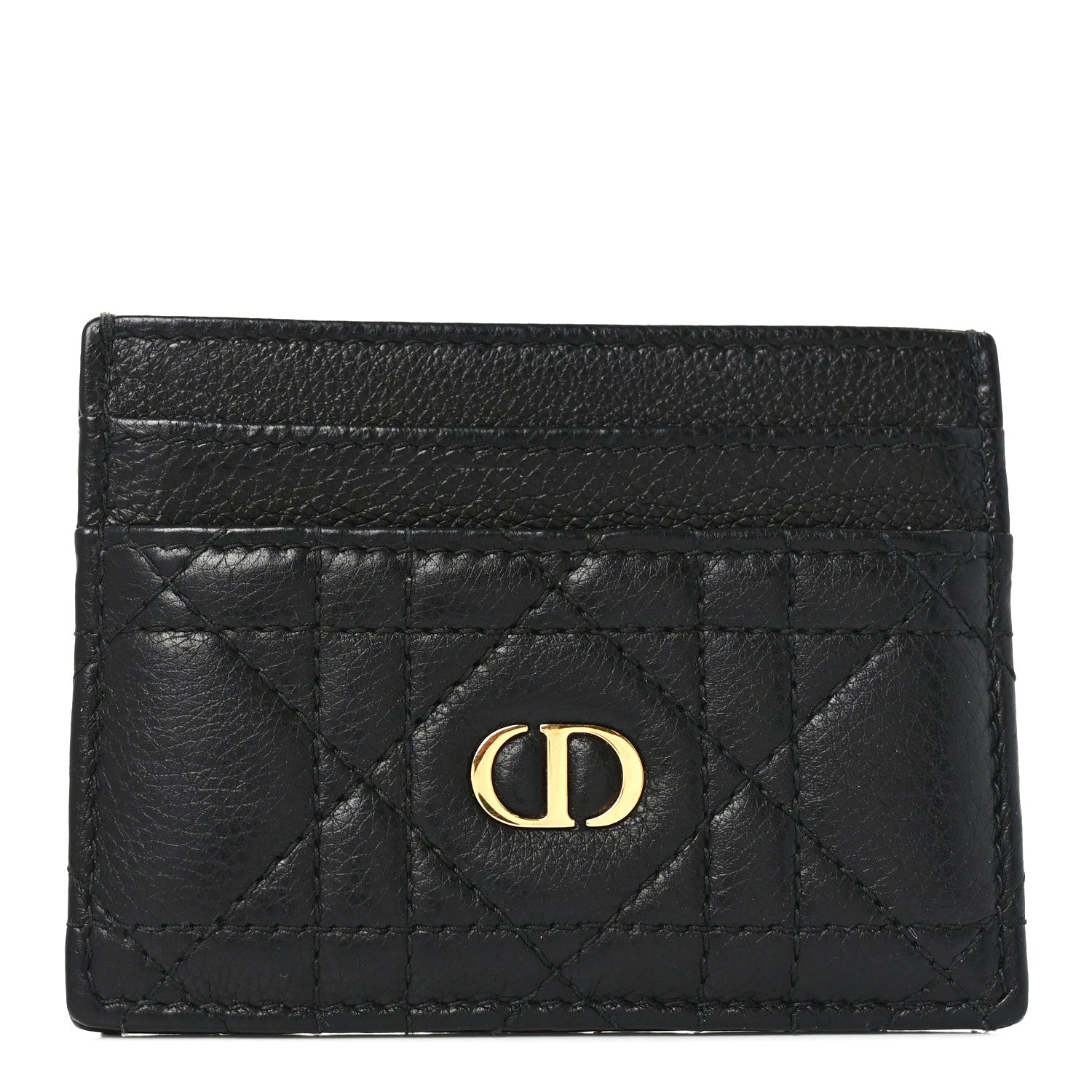 Christian Dior Supple Calfskin Cannage Caro Freesia Card Holder Black 1 of 7
