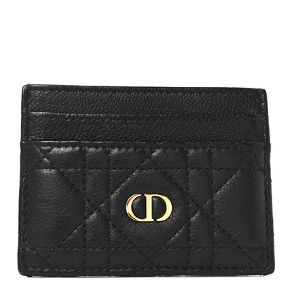 Christian Dior Supple Calfskin Cannage Caro Freesia Card Holder Black 1 of 7