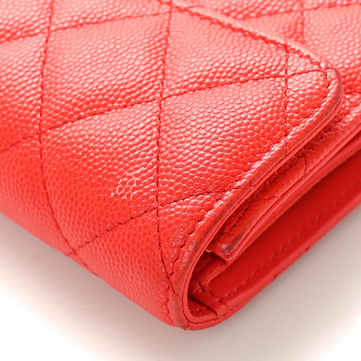 Caviar Quilted Medium Flap Wallet Red
