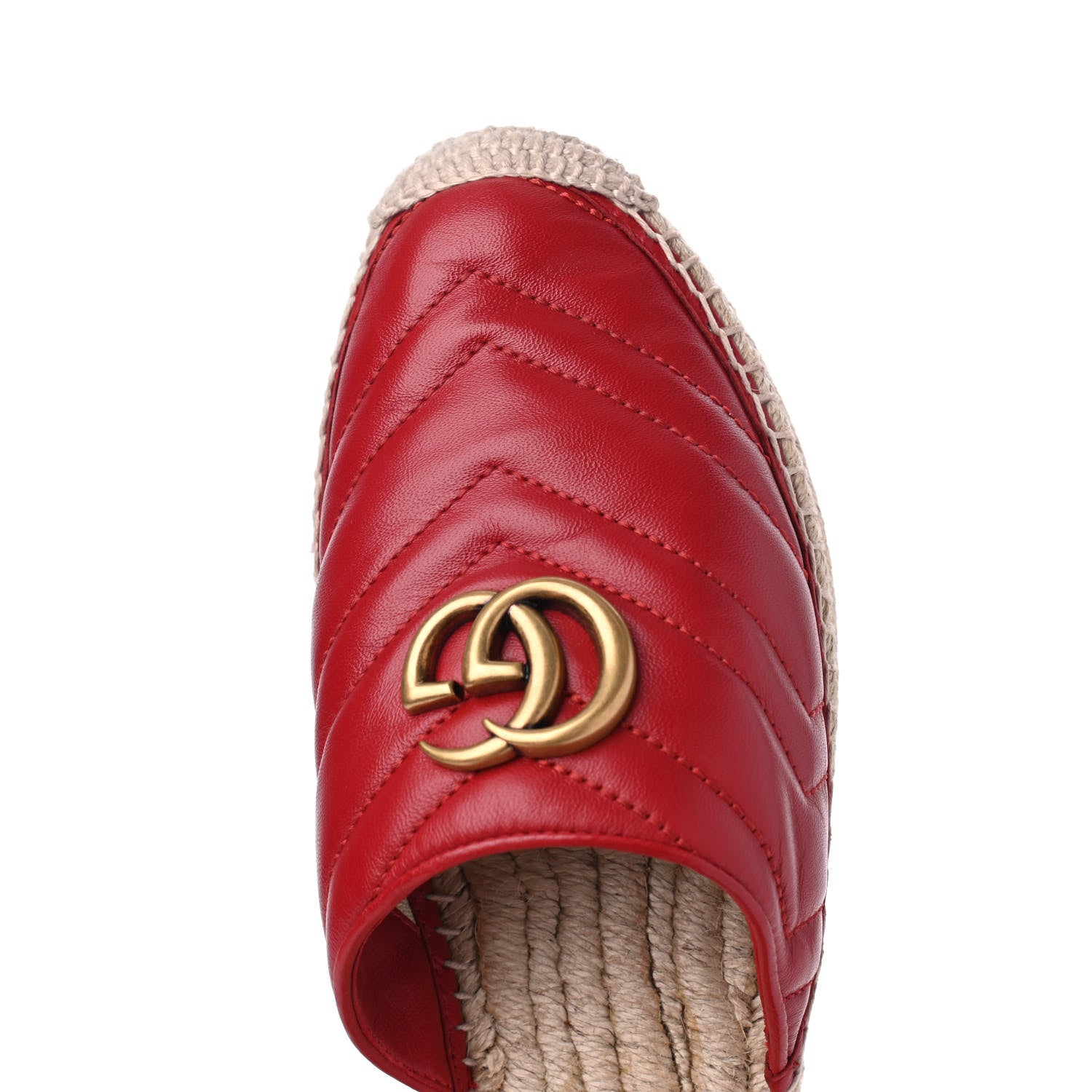 Gucci Nappa Matelasse GG Marmont Espadrille Slippers 37 Hibiscus Red 9 of 15